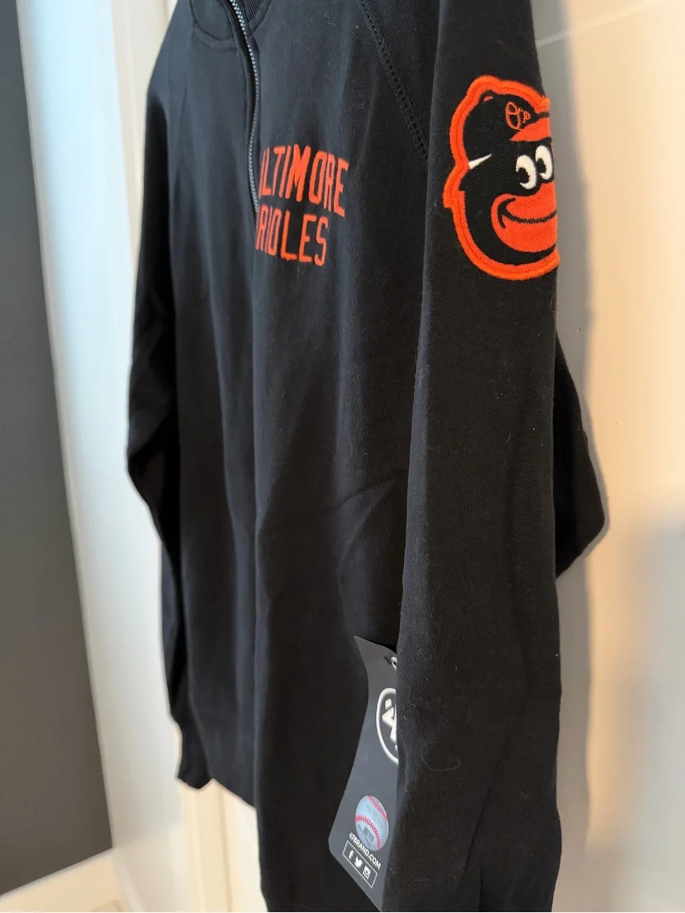 New With Tags 47 Men's Baltimore Orioles Black Quarter-Zip Pullover - Picture 3 of 8